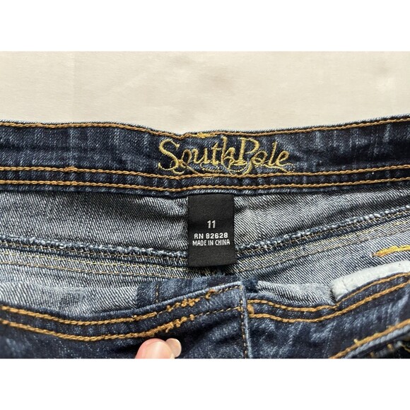 SouthPole Womens Shorts Size 11 Blue Denim Stretch Low Rise - Picture 3 of 7